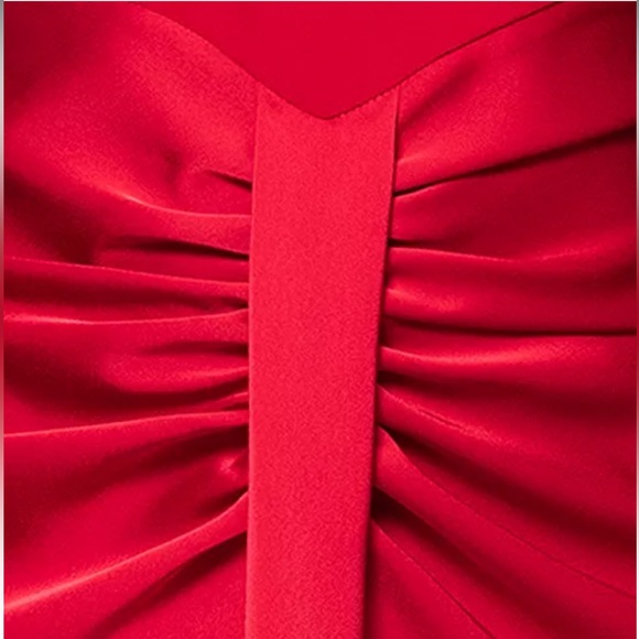 Betsy & Adam Women's Ruched Halter Maxi Gown Red New Holiday Dress 2 Formal - Picture 4 of 7